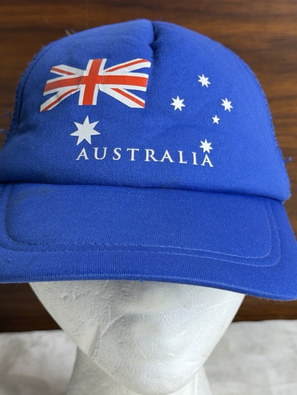 Vintage Australia Flag Royal Blue Mesh Trucker Hat Snapback Foam Front As-Is